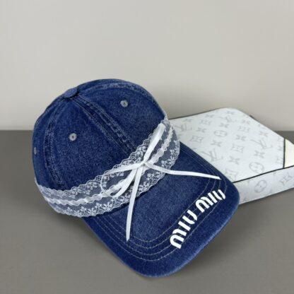 Miu Miu Delicate Bow Lace Trim Baseball Cap - Image 6