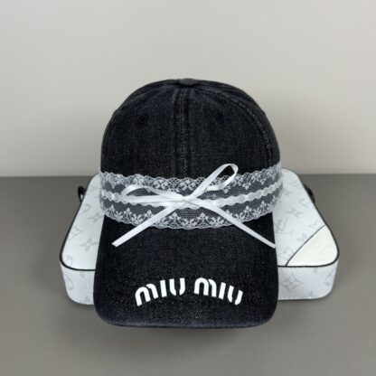 Miu Miu Delicate Bow Lace Trim Baseball Cap - Image 6