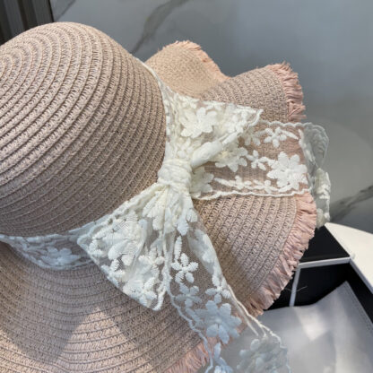 Miu Miu exquisite lace ribbon straw hat - Image 6