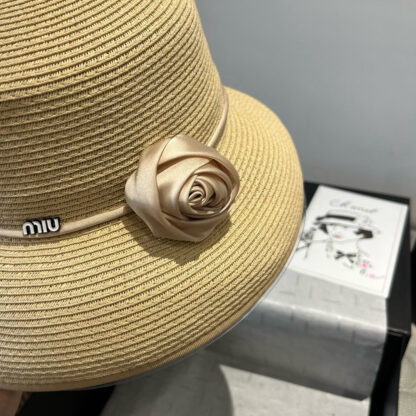 Miu Miu Rose Raffia Hat - Image 6