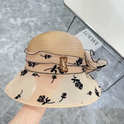 Yves Saint Laurent Organza Holiday Style Basin Hat Straw Hat - Image 5