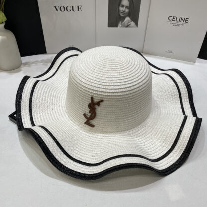 Yves Saint Laurent color matching lotus edge top hat basin hat straw hat - Image 5