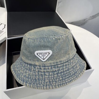 Prada washed soft denim bucket hat for men and women - Image 5