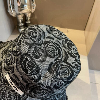 Miu Miu denim exquisite lettering rhinestone baseball cap - Image 6
