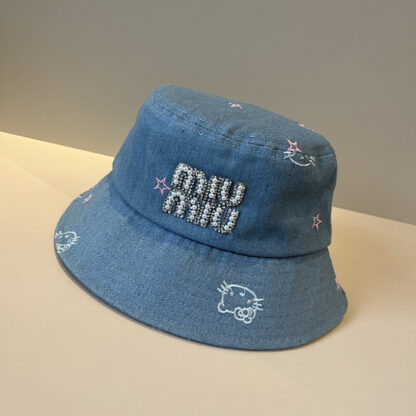Miu Miu Fashion Print Diamond Bucket Hat - Image 6