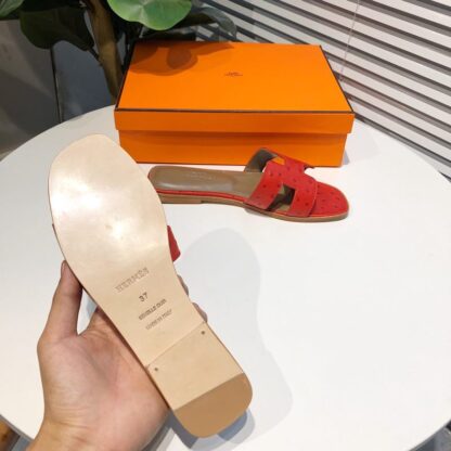 Hermès summer versatile classic red crocodile pattern flat sandals - Image 3