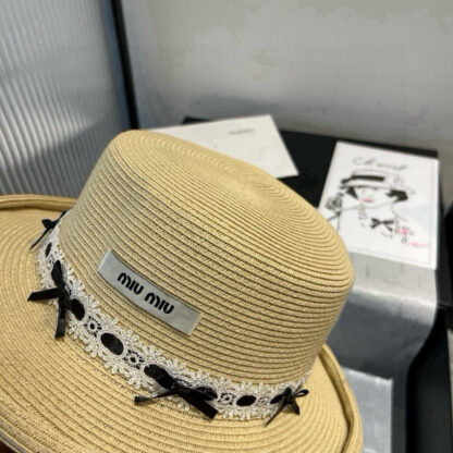 Miu Miu new rolled brim flat top straw hat - Image 6