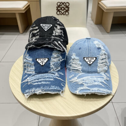 Prada denim inverted triangle baseball cap - Image 5