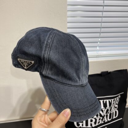 Prada denim inverted triangle baseball cap - Image 5