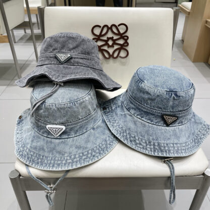 Prada new washed old denim bucket hat - Image 4