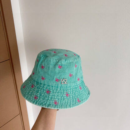Saint Laurent contrast embroidered denim bucket hat - Image 3