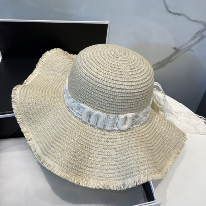 Miu Miu casual lace ribbon straw hat - Image 6