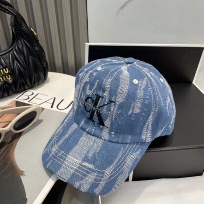 Calvin Kleinf washed distressed denim baseball cap - Image 5