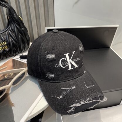 Calvin Kleinf washed distressed denim baseball cap - Image 5