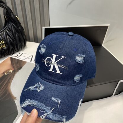 Calvin Kleinf washed distressed denim baseball cap - Image 5