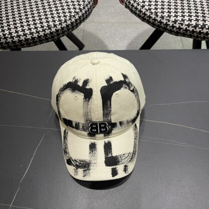 Balenciaga niche graffiti double B denim baseball cap - Image 4