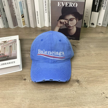 Balenciaga letter embroidered soft top washed distressed cut hole personalized baseball cap - Image 5