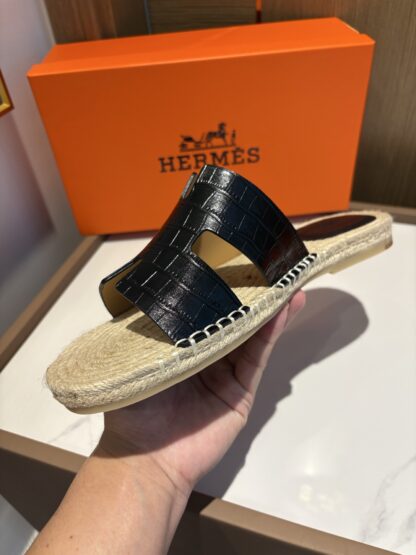 Hermes pure black comfortable versatile non-slip breathable casual slippers - Image 5