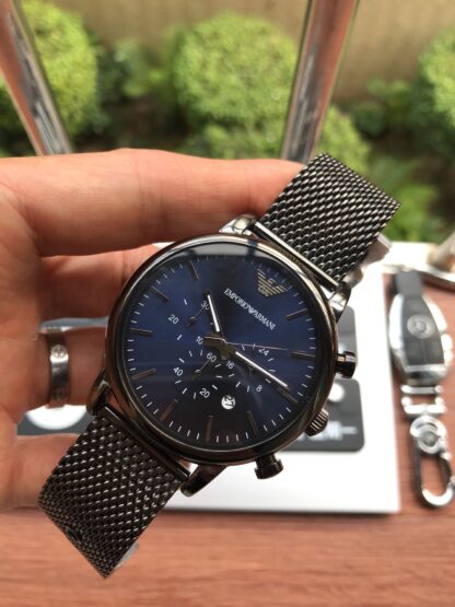 Armani Blue Face Three-Eye Chronograph Watch - Image 6