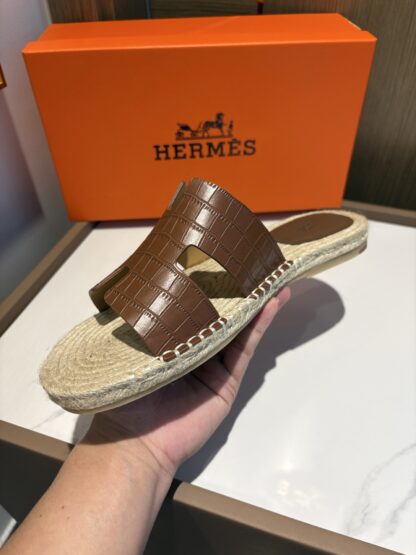 Hermes dark brown comfortable all-match non-slip breathable casual slippers - Image 5