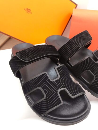 Hermès black spring and summer new leather slippers - Image 5
