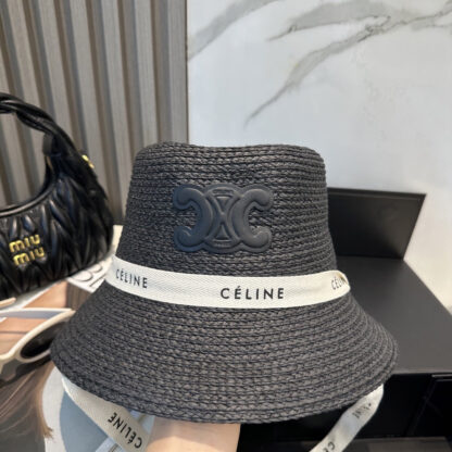 Celine simple raffia densely woven straw hat - Image 5