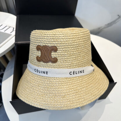 Celine simple raffia densely woven straw hat - Image 5