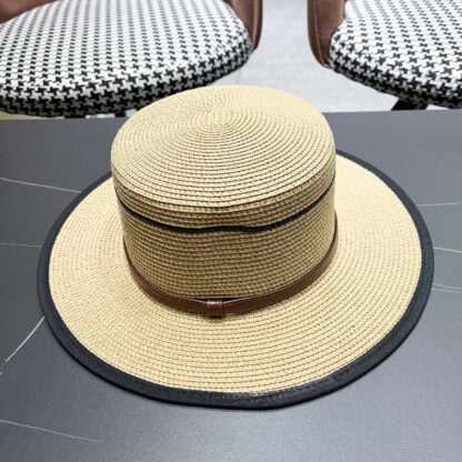 Celine summer flat top sun protection all-match senior straw hat - Image 5
