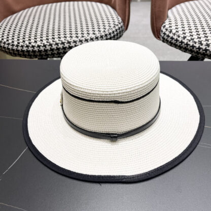 Celine summer flat top sun protection all-match senior straw hat - Image 5