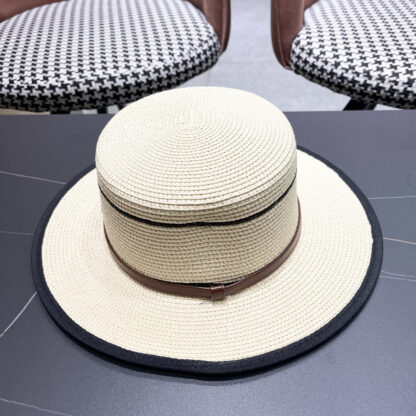 Celine summer flat top sun protection all-match senior straw hat - Image 5