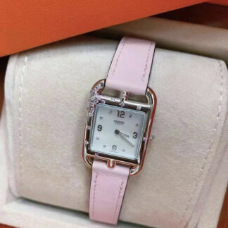 Hermes Sakura Pink Mother-of-Pearl Diamond Watch