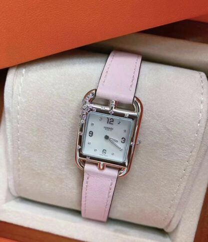 Hermes Sakura Pink Mother-of-Pearl Diamond Watch