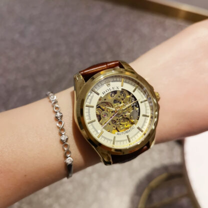 Rolex genuine leather strap + double push butterfly buckle - Image 5