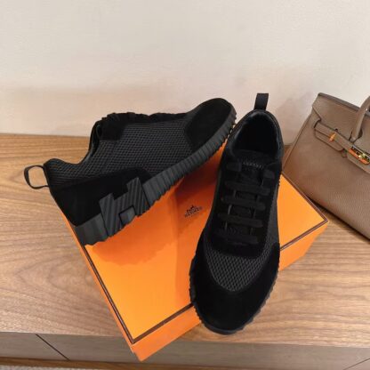 Hermes couple black casual sports shoes - Image 5