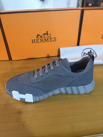 Hermès classic grey couple breathable casual sneakers - Image 5