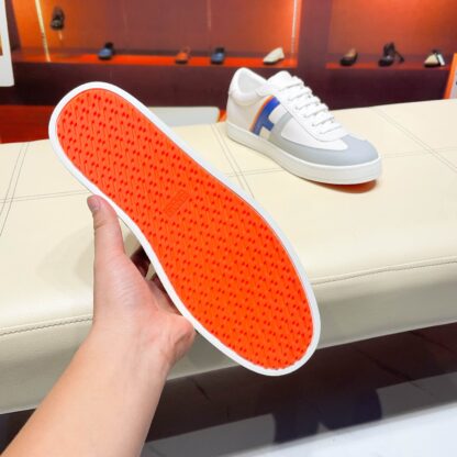 Hermes white and blue high-end men's low-top thick-soled casual sports shoes - Image 5
