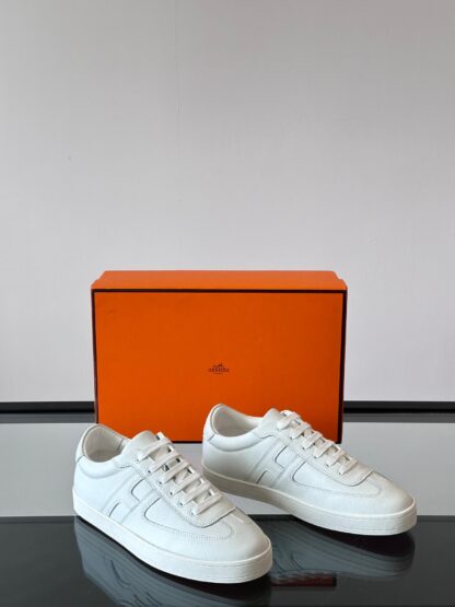 Hermes white high-end men's low-top thick-soled casual sports shoes - Image 5