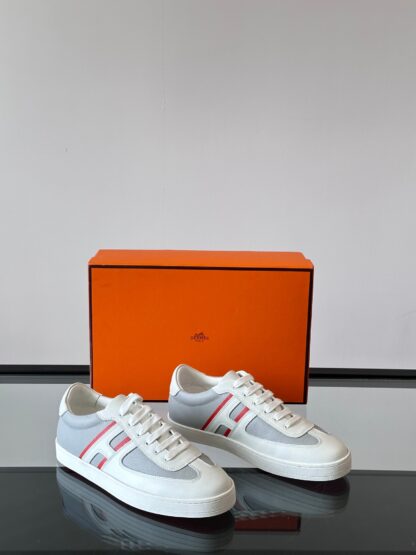 Hermes white and gray high-end men's low-top thick-soled casual sports shoes - Image 5
