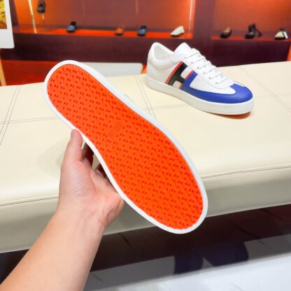 Hermès white and navy high-end men's low-top thick-soled casual sneakers - Image 5