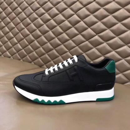 Hermès Paris catwalk simple classic black and green casual shoes - Image 5