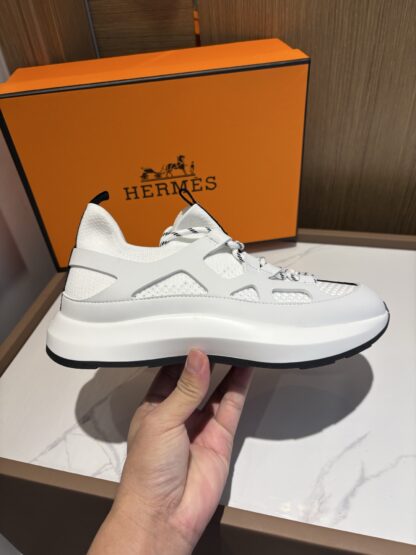 Hermes white and black fashion simple casual sports shoes - Image 5