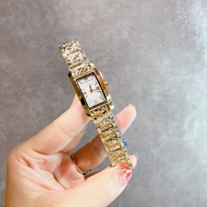 Burberry rectangular dial checkered steel strap quartz women's watch - Image 5