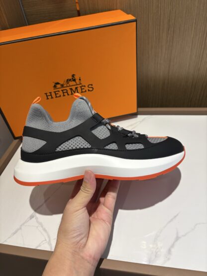 Hermes black and gray stylish simple casual sports shoes - Image 5