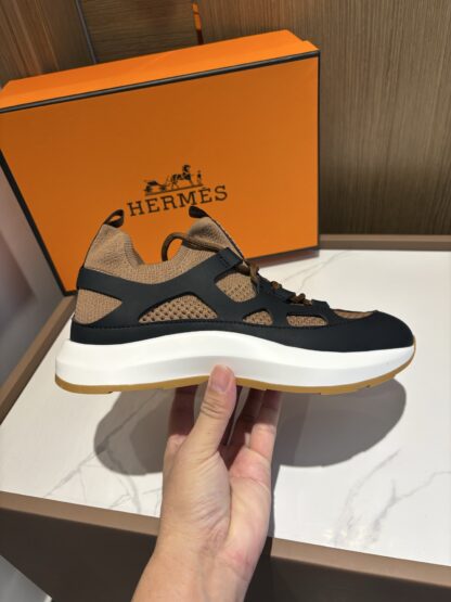 Hermes brown and black stylish simple casual sports shoes - Image 5