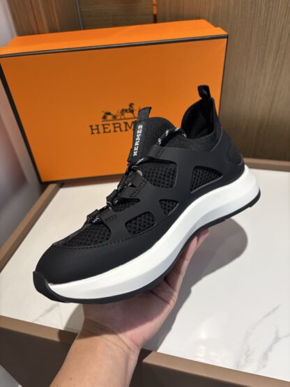 Hermes black stylish simple casual sports shoes - Image 5