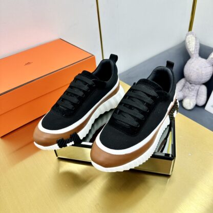 Hermès classic couple style black and brown color matching sports casual shoes - Image 5