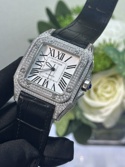 Cartier full diamond Santos mechanical watch - Image 5