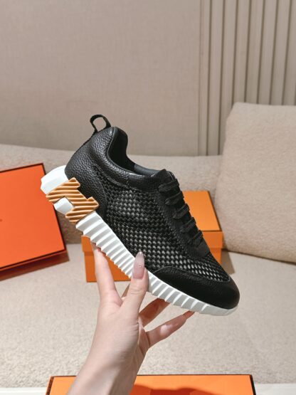 Hermès classic couple black breathable casual sports shoes thick sole 3cm - Image 5