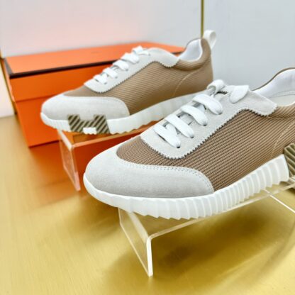 Hermès Spring and Summer Classic Couple Style Gray and Brown Colorblock Sports Casual Shoes - Image 5
