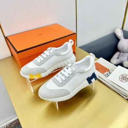 Hermès Spring and Summer Classic Couple Style Grey and Blue Colorblock Sports Casual Shoes - Image 5